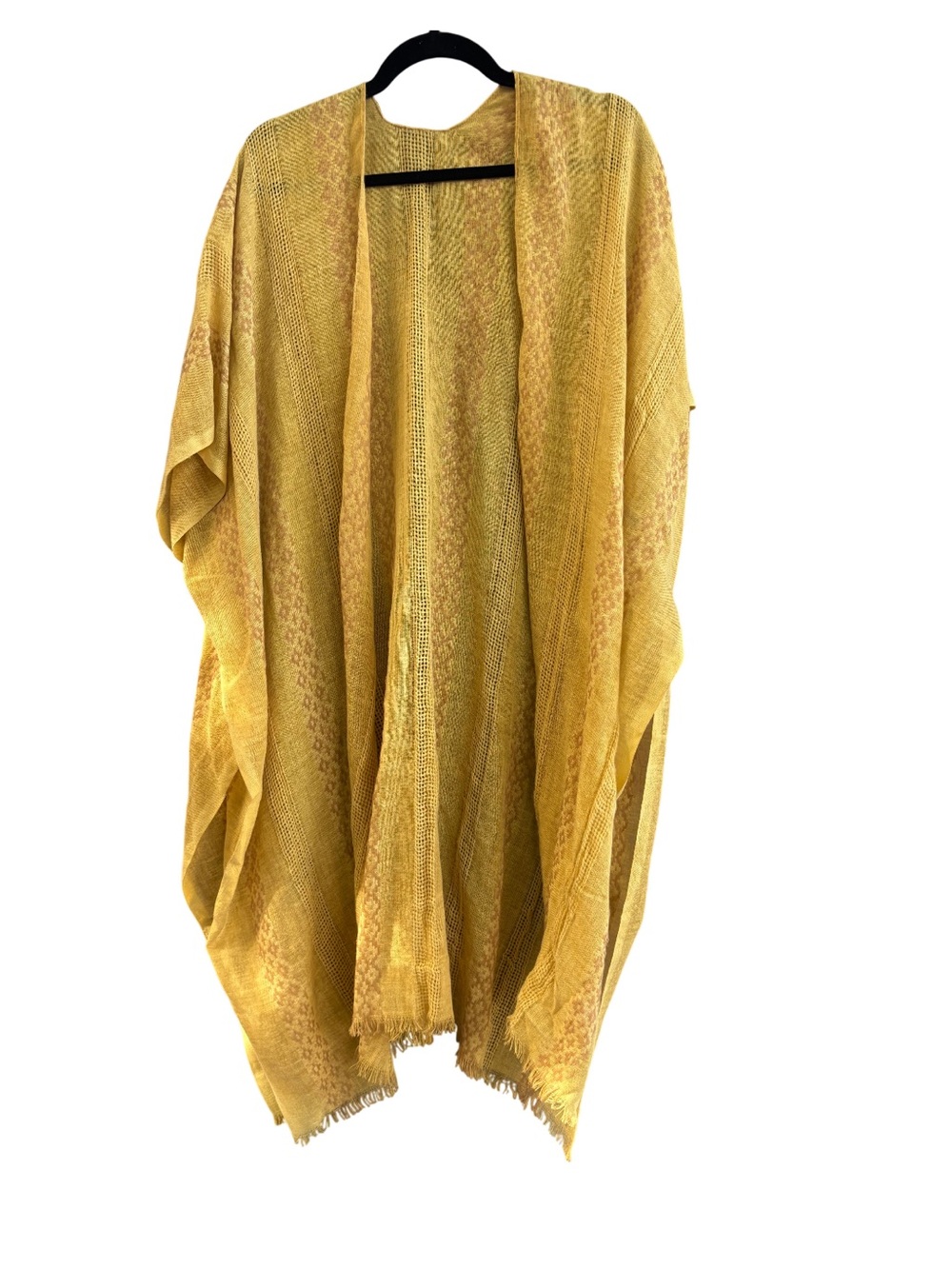 Mustard Yellow Open-Front Woman's Kimono Coat